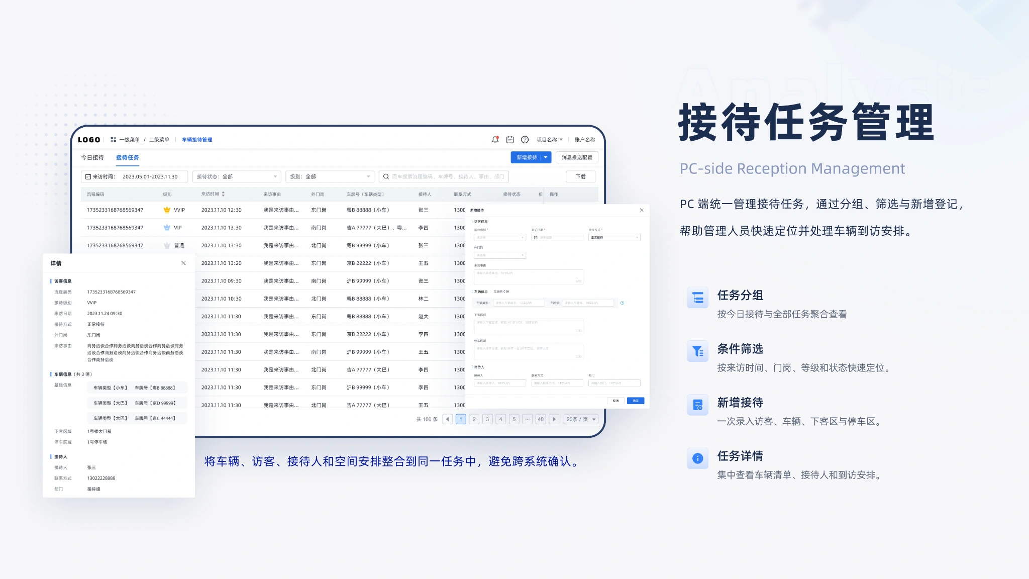 企业级运营平台 UX/UI 设计 · 接待任务管理